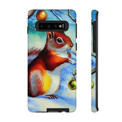 A Squirrel Decorates the Forest for Christmas - Impact Resistant Phone Case Samsung Galaxy S10 Matte